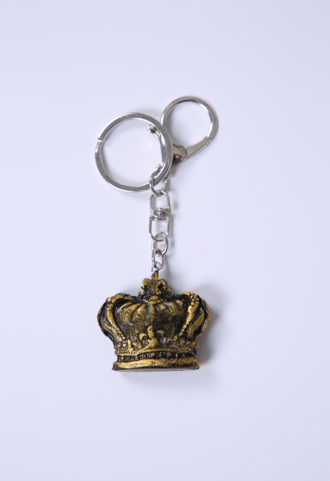 Handmade Crown Keychain: Black & Gold Polymer Clay Charm - Etsy