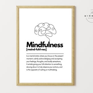 Mindfulness Definition Printable Art - Self-Care & Mental Health Poster - Minimalist Wall Decor - Instant Download