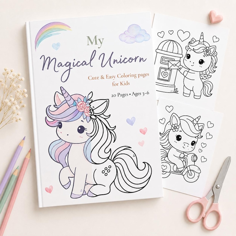 Unicorn Coloring Pages – Coloring Book PDF for Girls – Cute Printable ...