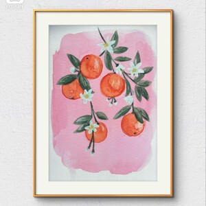 Watercolor oranges- Art print