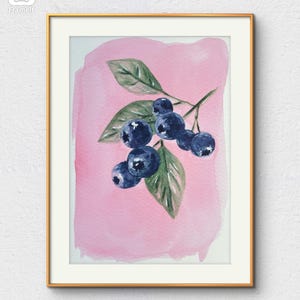 Watercolor blueberries- Art print