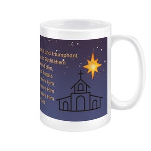 O Come All Ye Treue Weihnachtshymne Becher: 15 Unzen Jumbo Keramikbecher