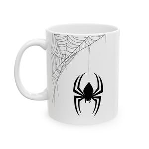 Spooky Spider Web Ceramic Mug | Halloween Gift, Coffee Mug, Tea Mug, Spider Decor, Halloween Kitchen Accessories