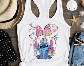Disney Stitch Tank Top, Stitch Ohana Tank Top, Disney Women's Tank Top, Disney Girls Trip, Disneyland Racerback Tank, Minnie Bow Tank Top