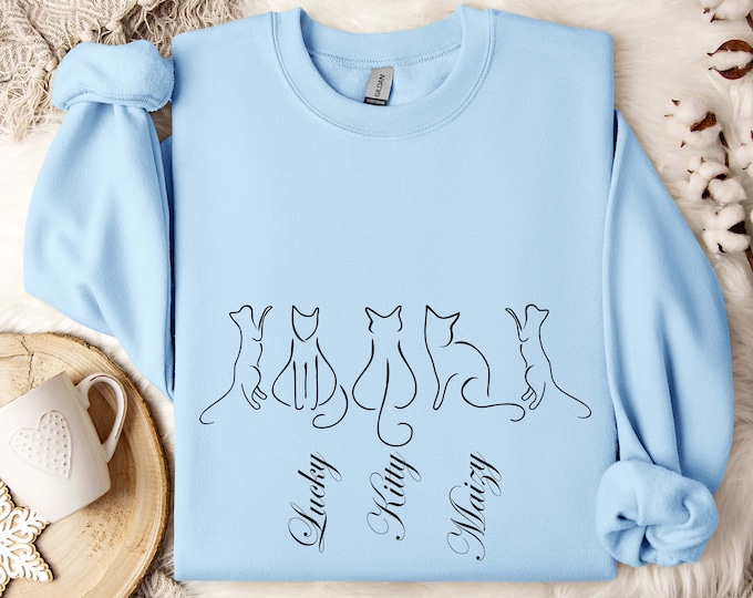 Custom Cat's Name Sweater Personalized Gift For Cat Dad Cat Mom Cats Owner Tee Cat Lover Shirt Cat Dad Gift Cat Mom Gift