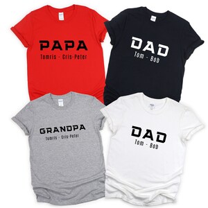 Customized Father&#39;s Day Shirt, Personalized Grandpa, Papa, Dad TShirt, Shirt with kids names, Christmas Gift, Grandchildren