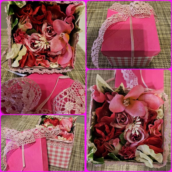 caja decorativa con flores