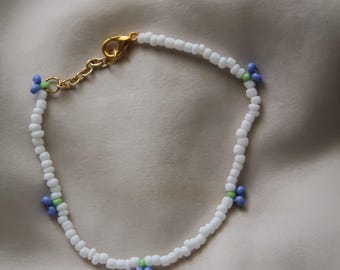 Handmade Blueberry Beaded Bracelet: Czech Seed Bead Jewelry