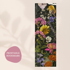 Pressed Flowers Bookmark, Dried Flowers, Cottagecore Bookmark, Whimsical Bookmark, Printable Bookmark, Gift for Book Lover, Flowery Bookmark