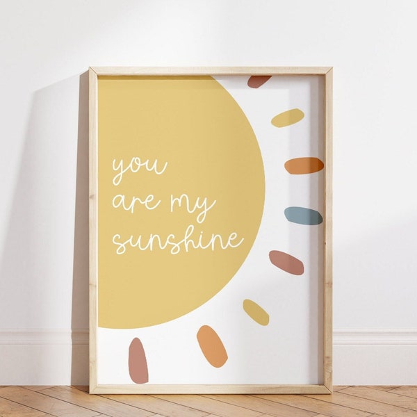 Boho You Are My Sunshine Printable Wall Art, Gender Neutral Nursery Decor, Sunshine Print, Sun Nursery Art, Playroom Poster, Printable Decor