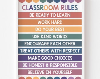 Colorful Classroom Rules Poster, Class Rules Sign, Montessori Classroom, School Behavior, Teacher Supplies, School Rules, In This Classroom