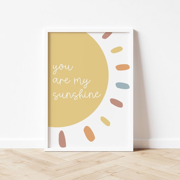 Boho You Are My Sunshine Printable Wall Art, Gender Neutral Nursery Decor, Sunshine Print, Sun Nursery Art, Playroom Poster, Printable Decor