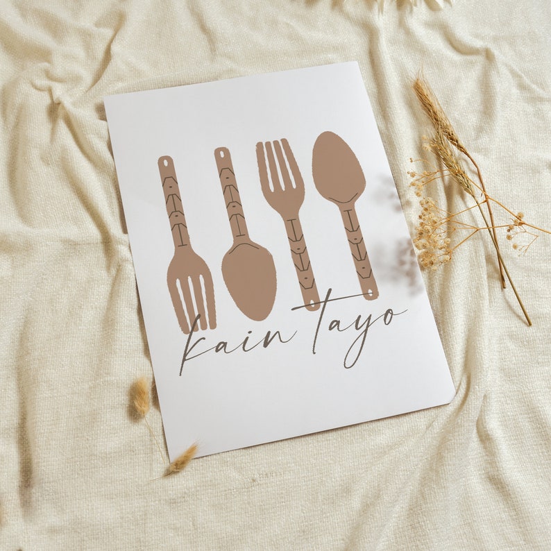 Tayo Pattern Kain Tayo Poster, Filipino Kitchen Decor, Pinoy Print, Tagalog Let's ...