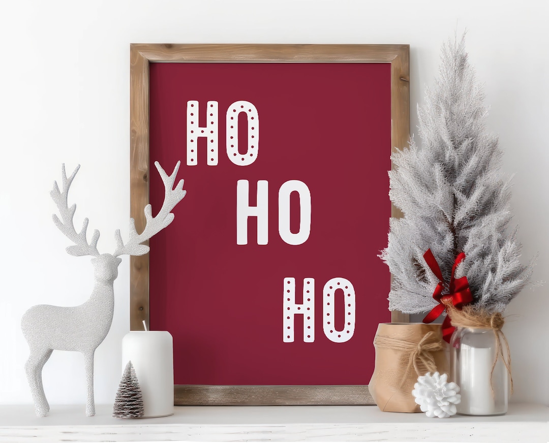 Christmas Printable Ho Ho Ho Wall Art Minimal Holiday - Etsy