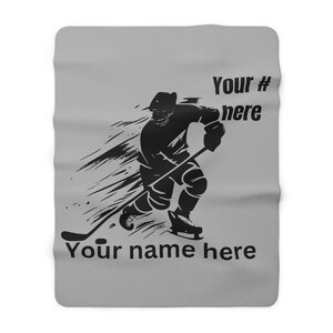 Personalized Hockey Blanket Hockey player Gift Sherpa Fleece Blanket Custom Hockey Blanket Hockey Gift for Mom Hockey Gift for Dad