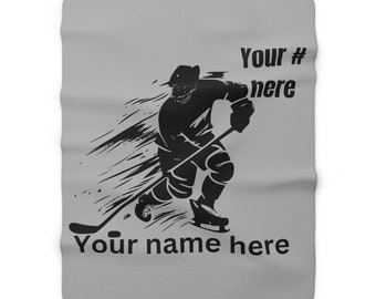 Personalized Hockey Blanket Hockey player Gift Sherpa Fleece Blanket Custom Hockey Blanket Hockey Gift for Mom Hockey Gift for Dad