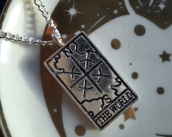 De wereld tarotkaartketting - Tarotketting, tarotkaartsieraden, waarzeggerij, grote arcana, spirituele ketting, heksenketting