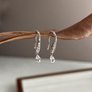 Crystal Sterling Silver Dangle Earrings: 925 Silver Bridal Jewelry