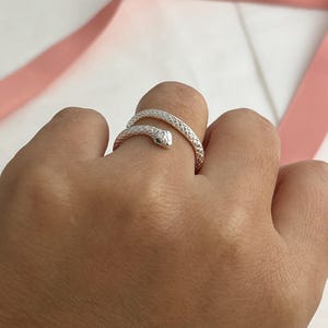 Snake Ring Silver•925 Sterling Silver Adjustable Serpent Ring•Open Snake Ring•Spiral Ring•Animal Ring•Vintage Snake Ring•Best Gift for Women