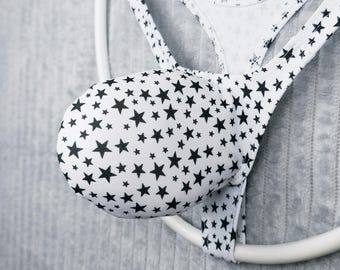 Micro-string Nyx Stars MV-68DD2 4D Push Out noir pour homme - Sous-vêtements faits main pour homme