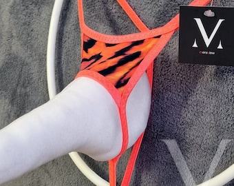 Deo Wildfire Orange Neon Orange RV-2834B Extrem Offener Herren Tanga String - Handgemachte Männer Unterwäsche Bademode