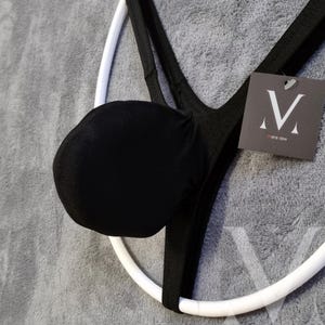 Nyx Solid Black MV-73BX3 4D Push Out Mens Micro Thongs, Brazilian Bikini, Bikini - Handmade Men Underwear Swimwear