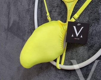 Handmade Yellow Tanga – Men's Ring-Back Pouch String Swimwear