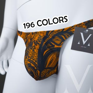 Virgil 196 Fabrics MV-B44X4 Fitted Pouch Men Thong - Handmade Men Underwear Swimwear