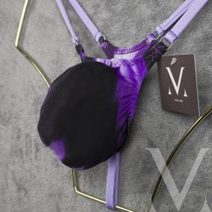 Timon Tie-Dye Purple Lavender MV-K7HMB Micro Mini Bulge Mens Tanga String - Handmade Men Underwear Swimwear