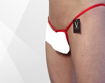Pricus Solid Red MV-2391A Extreme Ouvert Harness Mens Ring-Back String - Handmade Men Underwear Swimwear