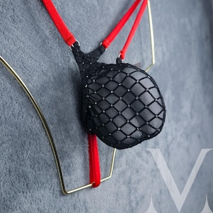 Timon Black Stockings See Thru Red MV-4C8D5 Micro Mini Bulge herentangastring - Handgemaakt herenondergoed, badmode