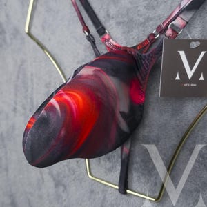 Keto Sun Storm Red MV-G7P82 Point Gear Pocket Tanga Mens Triangle Ring-Back String - Handmade Men Underwear Swimwear
