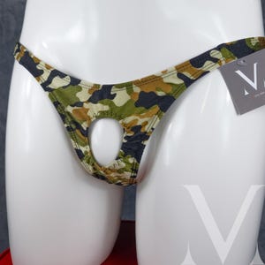 Helios Camouflage #5 MV-GFQSD Mini Open Crotch Herrstringtrosor - Handgjorda Herrunderkläder Badkläder