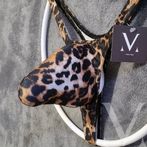 Hades Leopard Brown MV-212D9 Monster Bulge Mens Thong - Handmade Men Underwear Swimwear