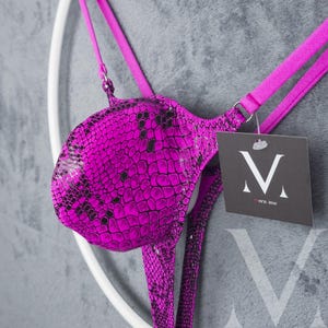 Aion Snakeskin Gloss Pink MV-654BC Mini Bulge Mens Y-Thong - Handmade Men Underwear Swimwear