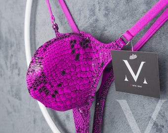 Aion Snakeskin Gloss Pink MV-654BC Mini Bulge Mens Y-Thong - Handmade Men Underwear Swimwear
