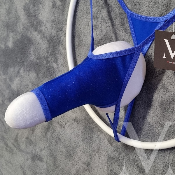 Cronus Cobalt Glitter MV-23228 Rocket Ouvert Sleeve Mens String - Handmade Men Underwear Swimwear