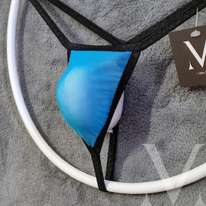 Momus Mesh Blue MV-6GG1E See Thru Extreme Micro herenstring - handgemaakte herenondergoed badmode