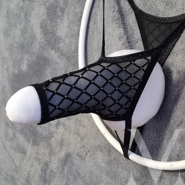 Cronus Mesh Black Stockings MV-3303D Extreme Micro Sleeve Mens String - Handmade Men Underwear Swimwear