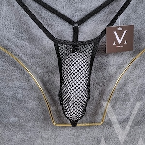 Zeus Mesh Black Glitter RV-34129 Extremer Nahtloser Herren-String - Handmade Men Unterwäsche Bademode