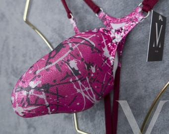Raspberry Holo Tanga – Handmade Mens Bulge Pouch String Swimwear