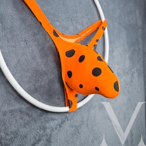Hades Spots Orange MV-LRUEJ Monster Bulge Mens Thong - Handmade Men Underwear Swimwear