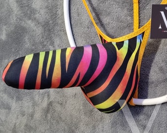 Eros Zebra Rainbow MV-734C9 Rocket Shaft Mens String - Handmade Men Underwear Swimwear