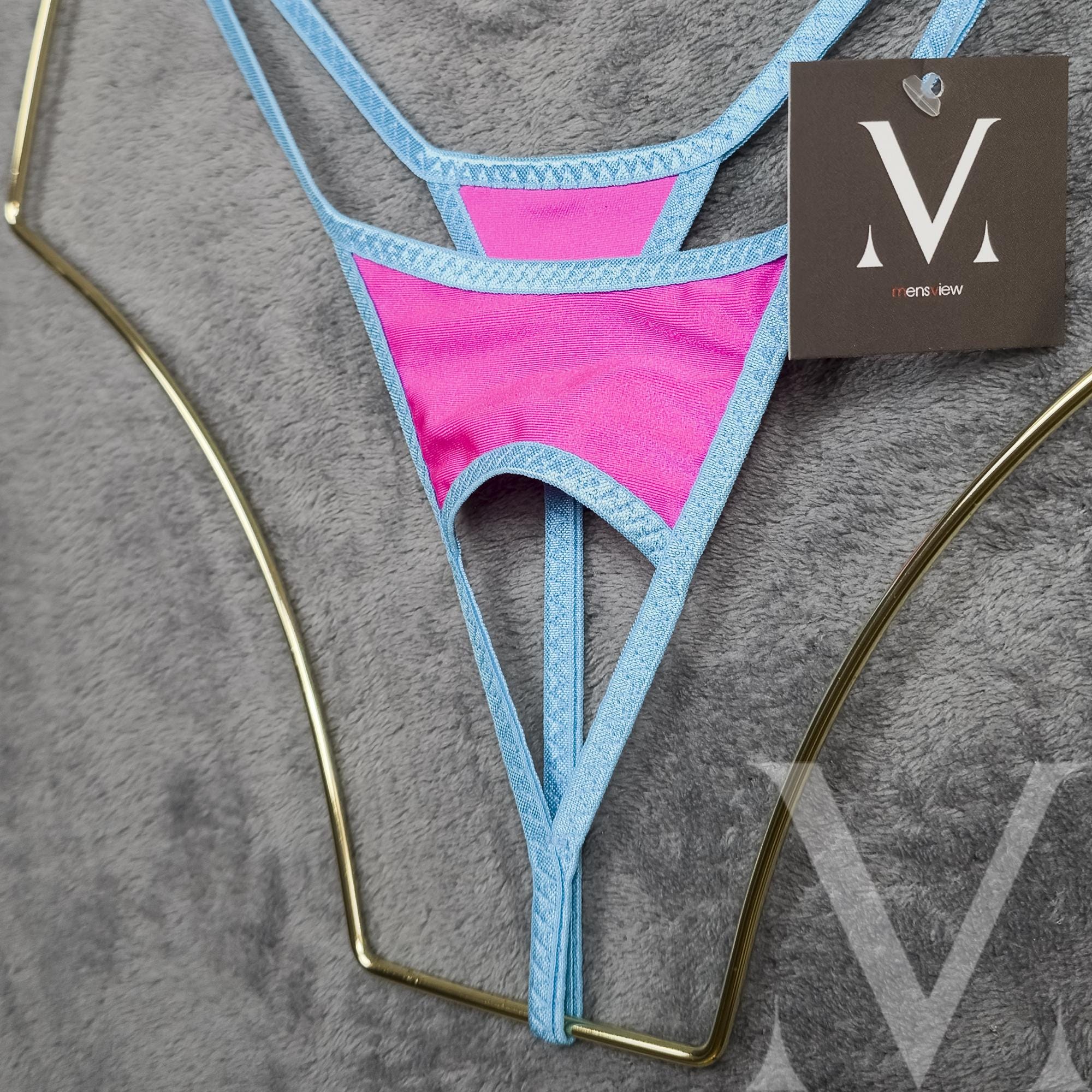 Deo Solid Pink Türkis mv-KG2J8 Extreme Offener Herren Tanga String - Handgemachte Männer Unterwäsche Bademode