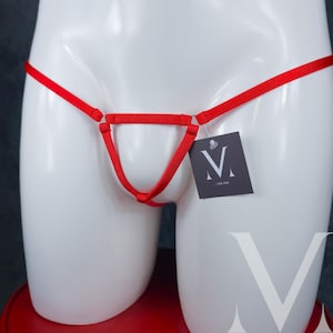 Pricus Solid Red MV-2391A Extreme Ouvert Harness Mens Ring-Back String - Handmade Men Underwear Swimwear