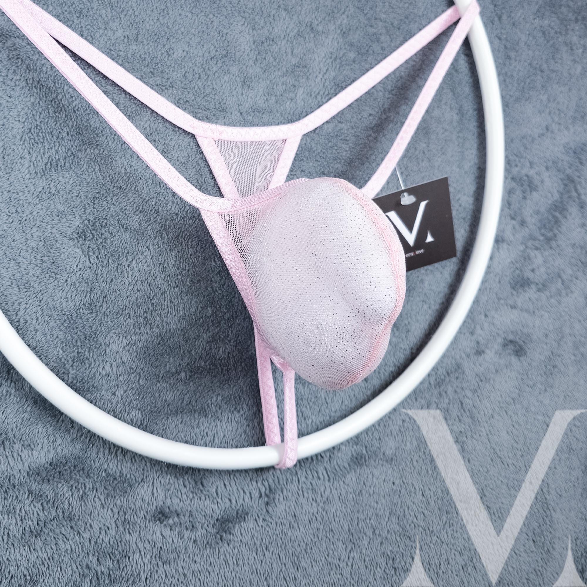 Hector Mesh Light Pink Sparkle Low Micro Triangle See Thru String Men ...