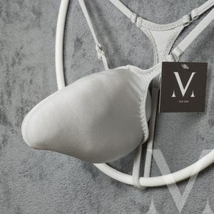 Keto Light Grey MV-JJX4M Point Gear Pocket Tanga Mens Solid Triangle Ring-Back String - Handmade Men Underwear Swimwear