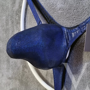 Tanga para hombre Leto Mystique Petrol Blue MV-88DE3 Pico 3D con tirantes anchos - Ropa interior para hombre hecha a mano