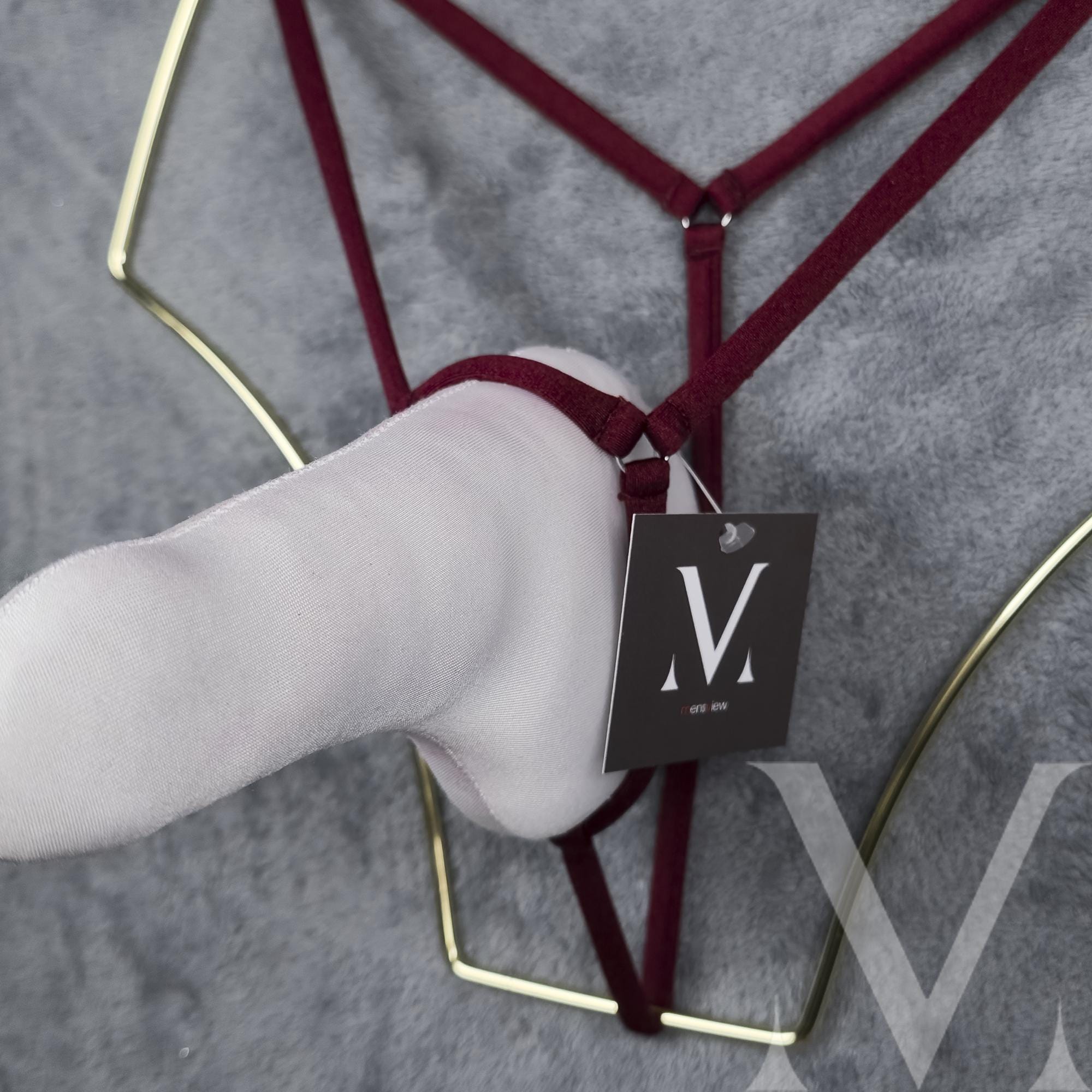 Pricus Solid Burgundy MV-86RGS Extreme Ouvert Harness Mens Ring-Back String - Handmade Men Underwear Swimwear