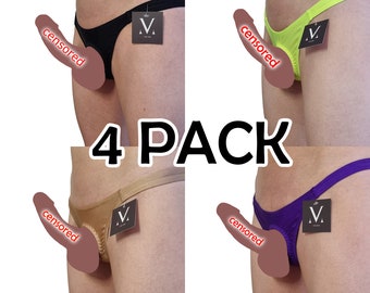 Helios 4-PACK Set van 4 Mini Ouvert Crotch Heren Thong - Handgemaakte herenondergoed, badmode